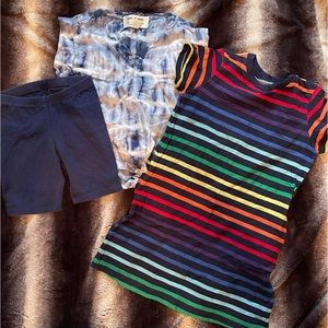 Kids’ Summer Bundle of Bike Shorts, T-Shirt Dress, and Short-Sleeved Shirt